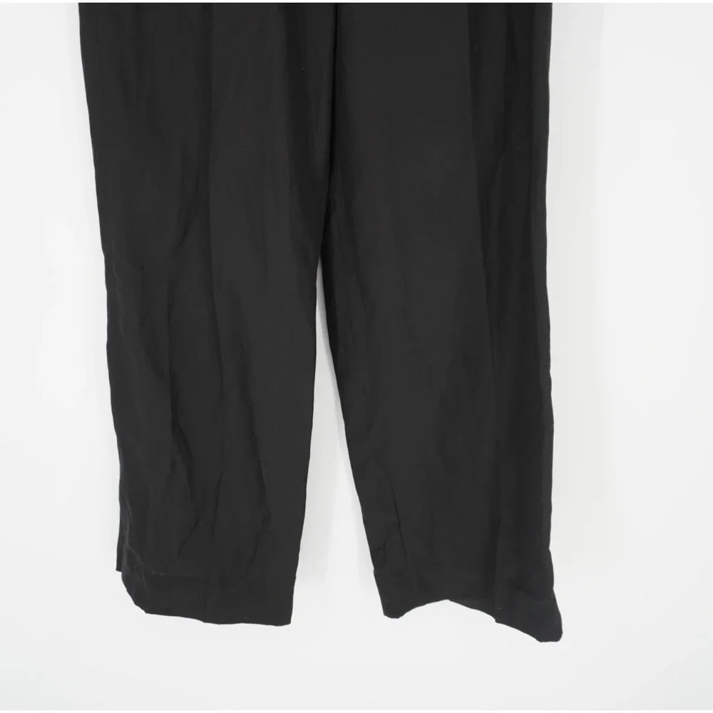 COS Black Wide Leg Trousers Lyocell Linen Blend High Waisted Pants Size 2